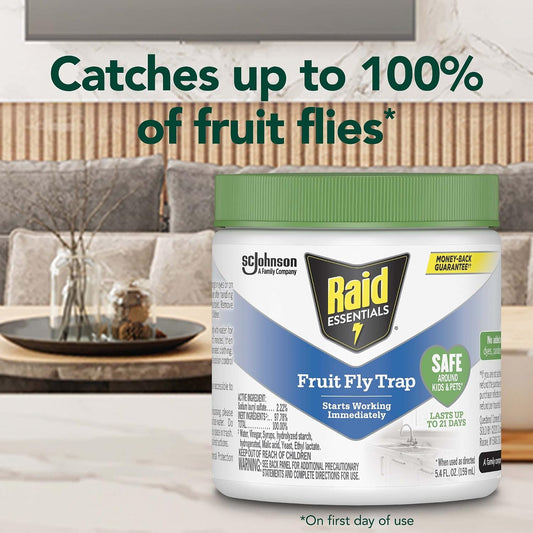 Raid Essentials Fruit Fly Trap, Made with Essential Oils, Child and Pet Safe, 5.4 oz