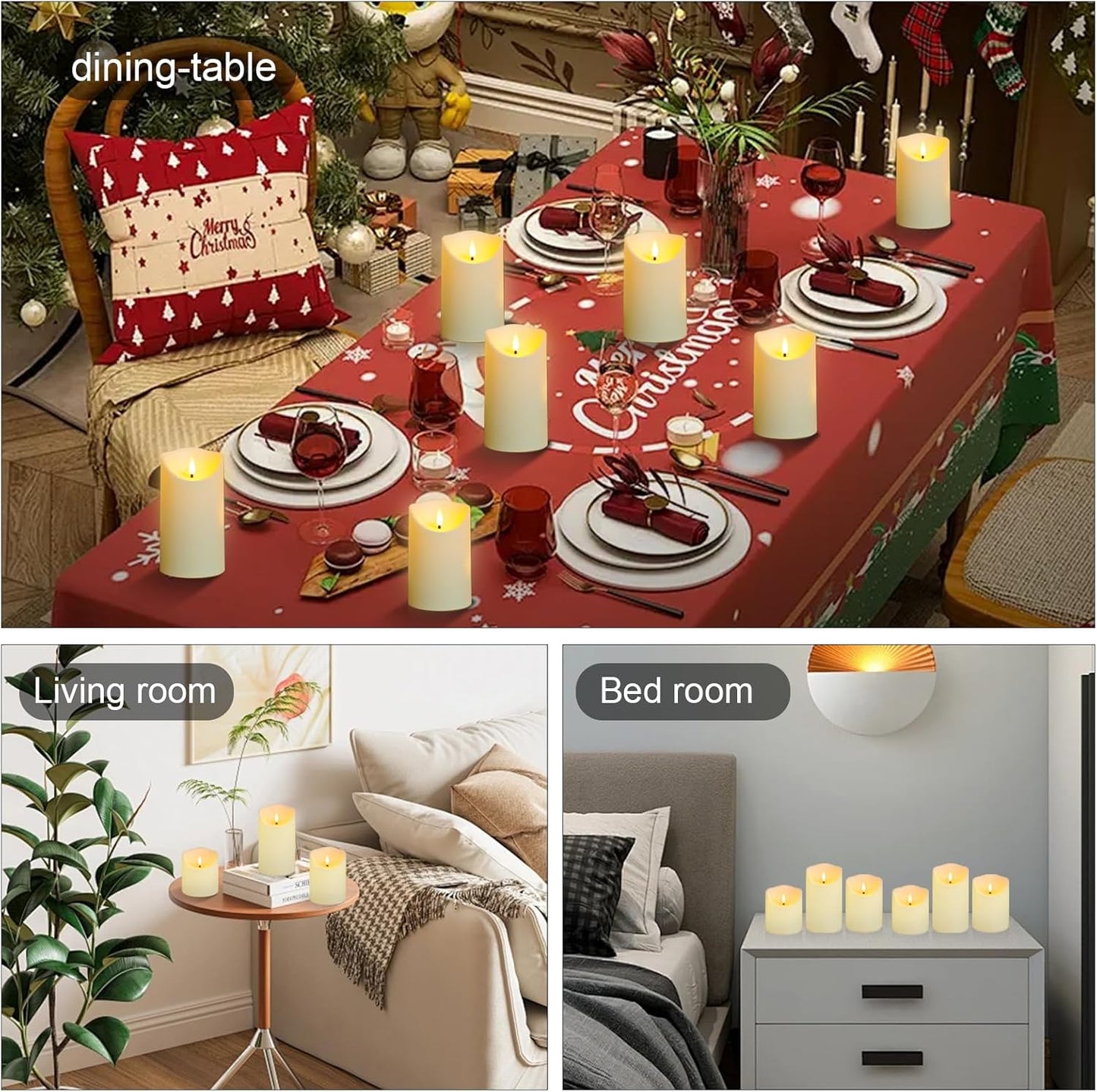 kakoya Flameless LED Candles Battery Operated with Remote and Timer,Flickering Electric Fake Plastic Pillar Candles Set of 12(D3 x H 3" 4" 5") Ivory