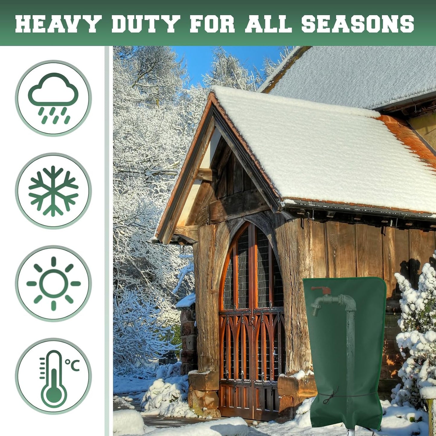 Glooglitter 25.2"L x 14"W Electric Heated Outdoor Faucet Cover for Winter Freeze Protection Heating Hose Bib Covers for Winter, Water Pipe Heater for Garden Faucet Insulated Spigot Protector (Green)