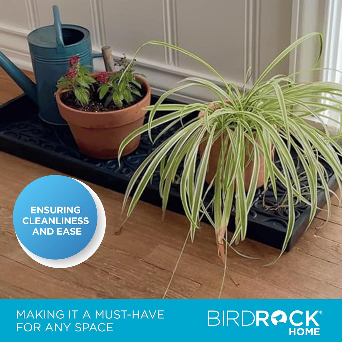 BIRDROCK HOME Rubber Boot Tray | 34 inch Decorative Boot Tray | Waterproof for All Weather Indoor or Outdoor Use | Dog Bowl Tray