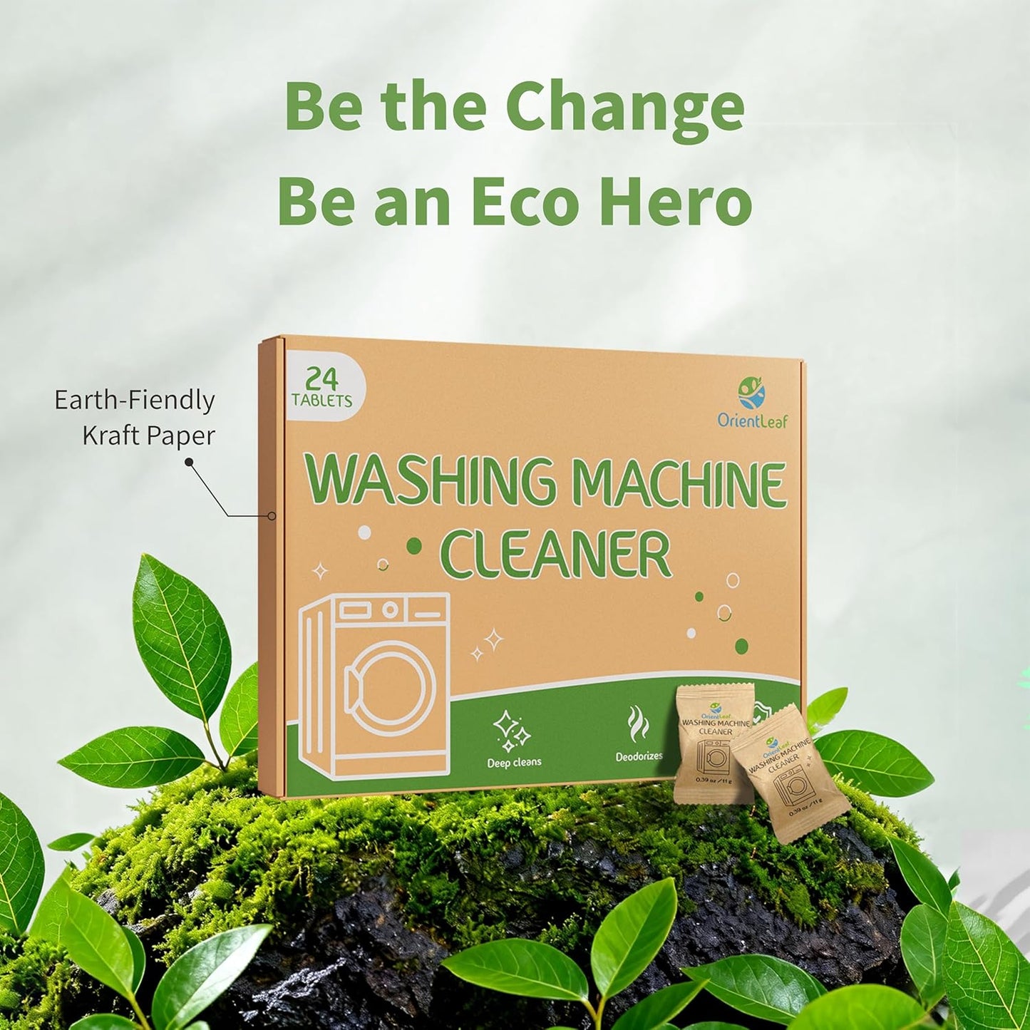 ORIENTLEAF Washing Machine Cleaner Tablets 24 Pack, Washer Machine Cleaner Tablets For HE Front Loader & Top Load Washer