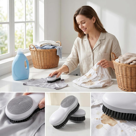2 PCS Stain Brush for Clothes, Double Sided Soft Bristle Stain Remover Silicone Household Washing Clothes Brush Multipurpose Brushes