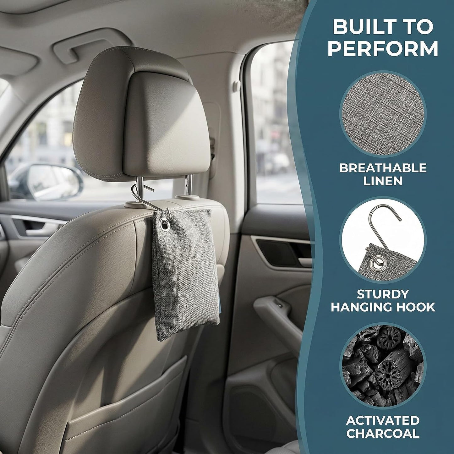 Bamboo Charcoal Air Purifying Bags, Activated Charcoal Odor Absorber & Moisture Eliminator, Natural Air Purifier for Home, Car, Closet, Shoes, Pet Areas, Reusable Charcoal Deodorizer