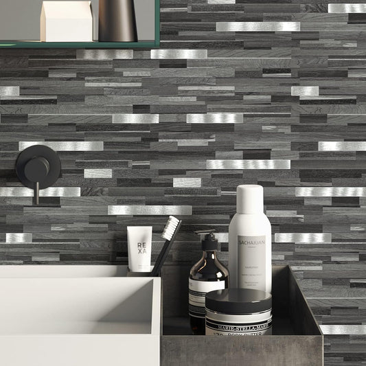 Midcard 20 Sheet Peel and Stick Backsplash, White Marble PVC Wall Tile for Kitchen Backsplash