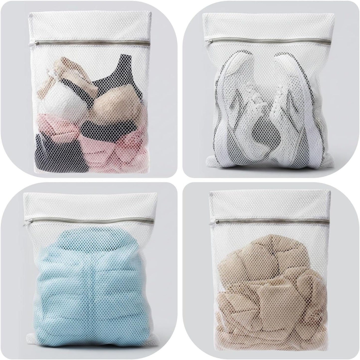Mesh Laundry Bags for Delicates,16 x 20 Inches Honeycomb Zippered Washing Bags for Lingerie and Delicate Garments, 3 Pack