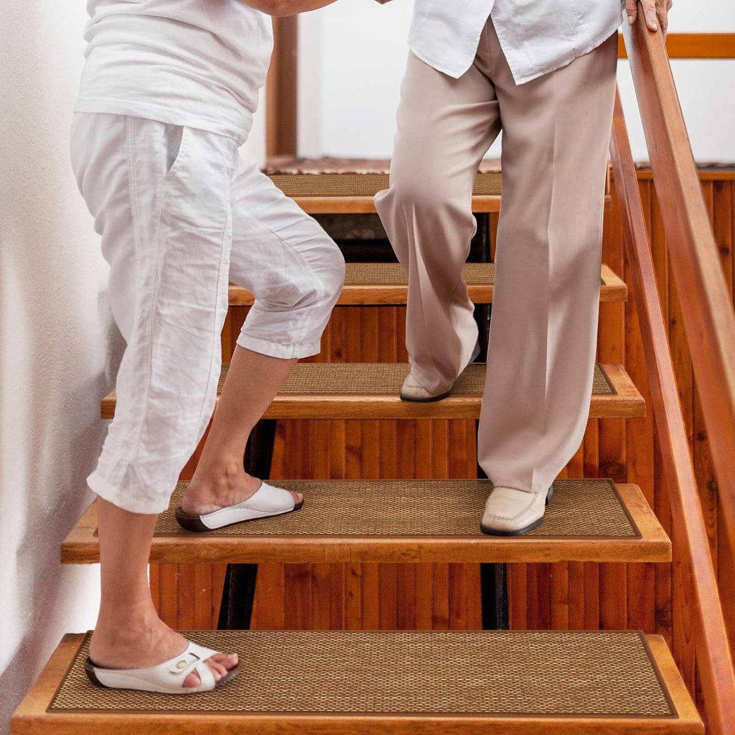 9" x36" Stair Treads Non Slip for Wooden Steps Indoor, 15 Pack, Beige | Reusable Peel and Stick Extra Wide Stair Treads Machine Washable