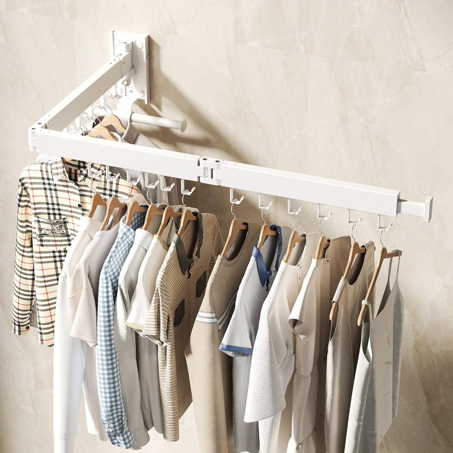 Clothes Drying Rack Wall Mounted,Drying Rack Clothing,Laundry Drying Rack Wall Mount,Collapsible Drying Racks for Laundry,Retractable,Foldable,Clothes Hanger Rack,Clothes Dryer Rack,White Color