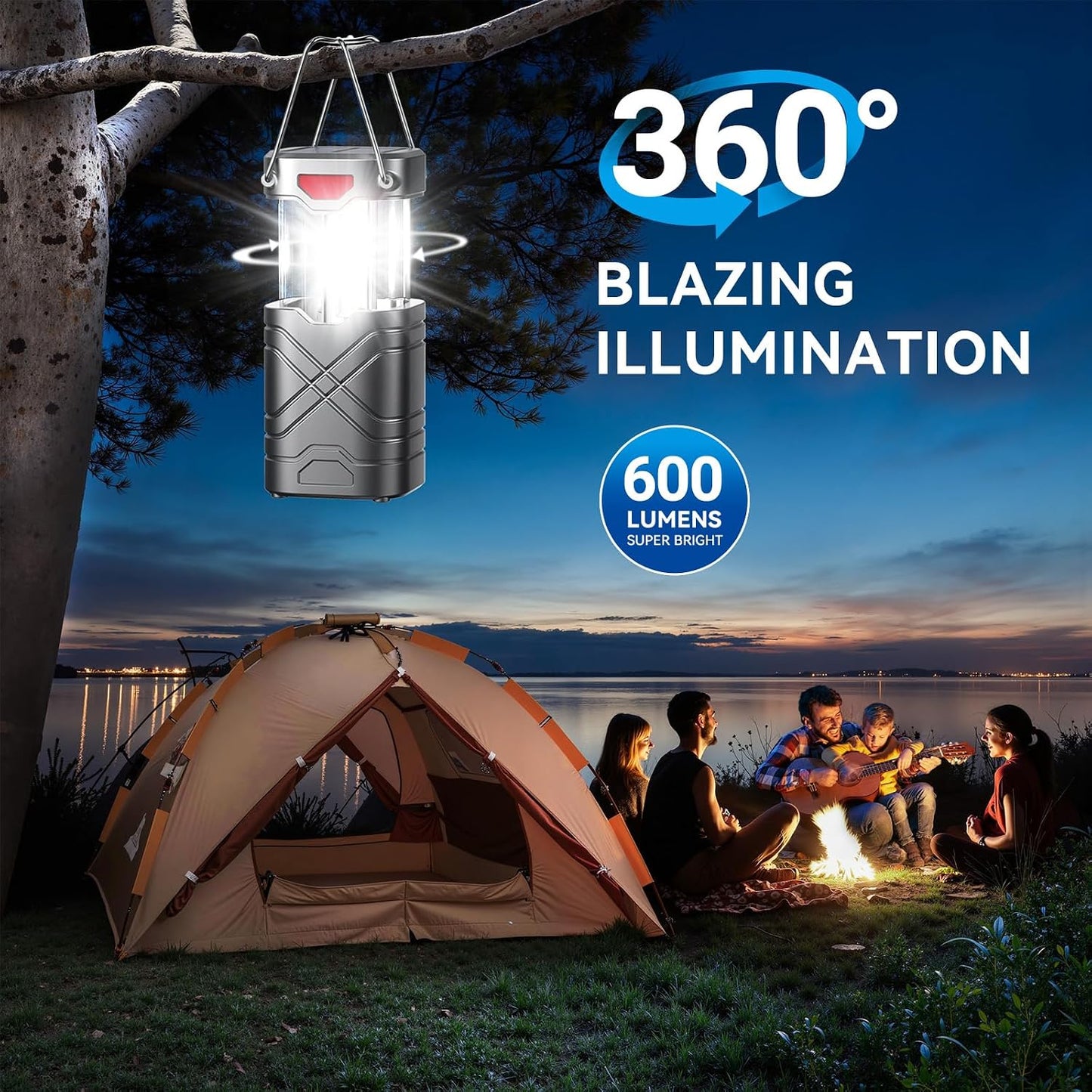 LETMY 4 Pack Camping Lantern, Rechargeable LED Lanterns, Solar Lantern Battery Powered Hurricane Lanterns Flashlight with 3 Powered Ways & USB Cable for Emergency, Power Outage, Hurricane Supplies