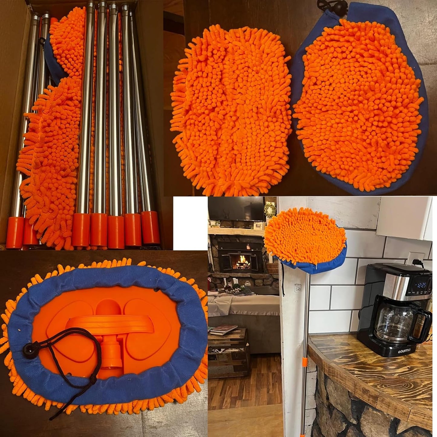 Wall Cleaner, Max 13 Ft+ Wall Mop with Long Handle, Ceiling Dust Mop with 15° Labor-Saving Elbow Extension Pole, Baseboard Duster Washer Scrubber, High Reach Window Cleaning Brush, Roof Cleaning Tool