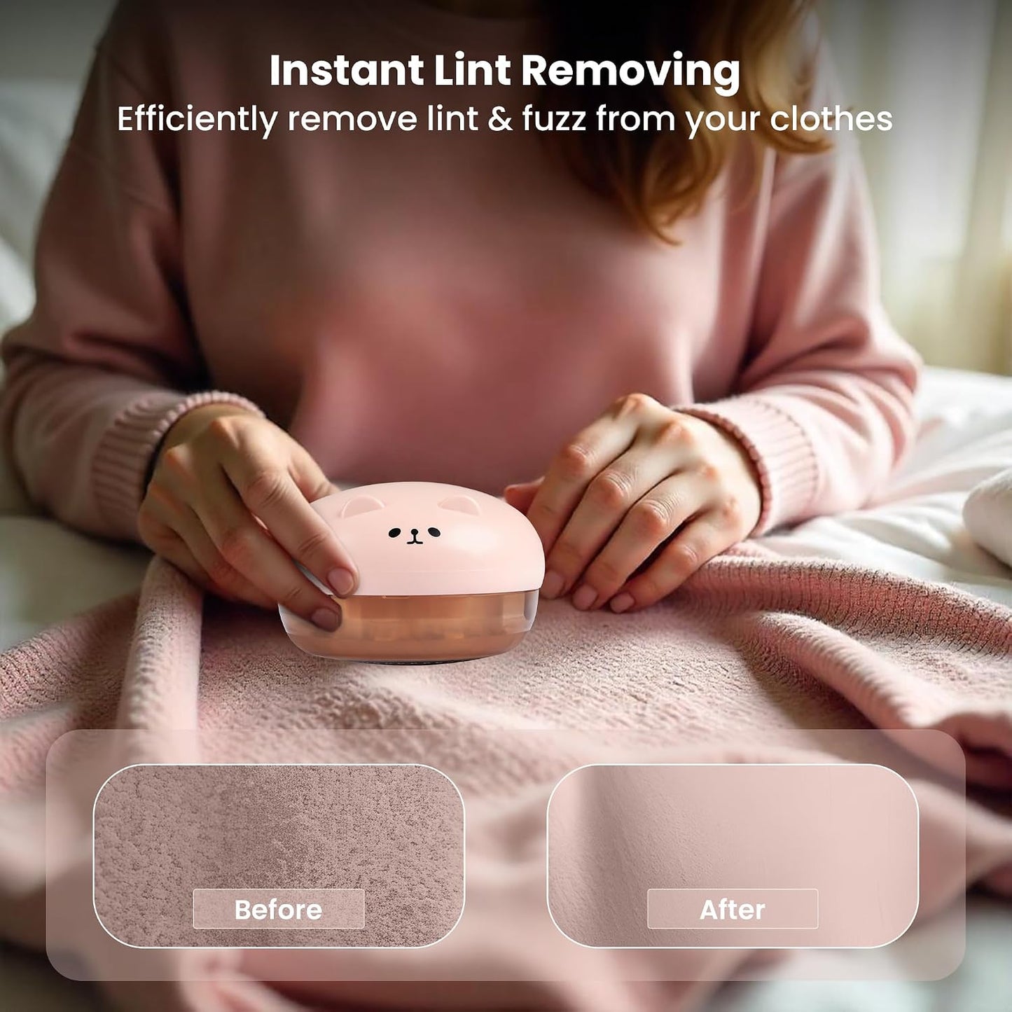 Rechargeable Fabric Shaver for Clothing | Electric Lint Remover for Clothes | Portable Sweater Shaver | Pilling Remover for Clothes with 500MAH Battery, 6 Rotary Blades & Large lint Collector