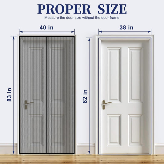 Magnetic Screen Door Mesh, Hand Free Door Screen Magnetic Closure Keep Bug Out Let Breeze in, Magnetic Door Screen Pet and Kid Friendly,Door Net Screen with Magnet Fit Door Size 37x 82 Inch