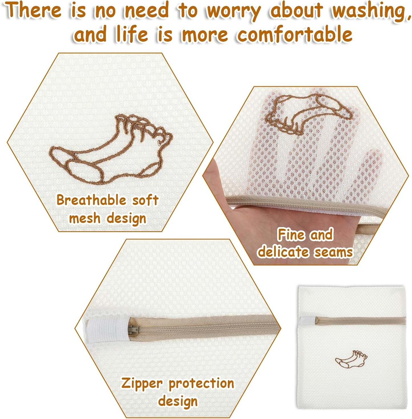 3 PCS Delicate Laundry Bag, Mesh Bags With Zipper for Socks, Underwear, Baby Clothes, Swimsuit - Small Durable Embroidery Bag, Travel Clothing Storage
