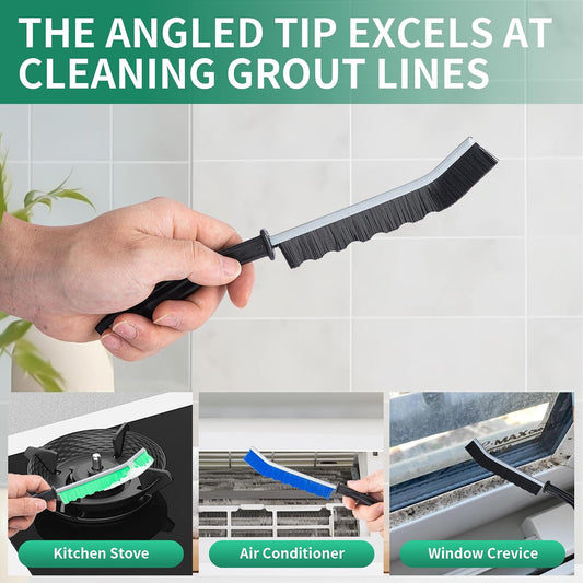 6-Pack Hard Bristle Crevice Cleaning Brush, Best Tool for Cleaning Grout, Gaps, and Sink, Home Cleaning Essentials, Crevice Cleaning Tool for Kitchen and Household Use
