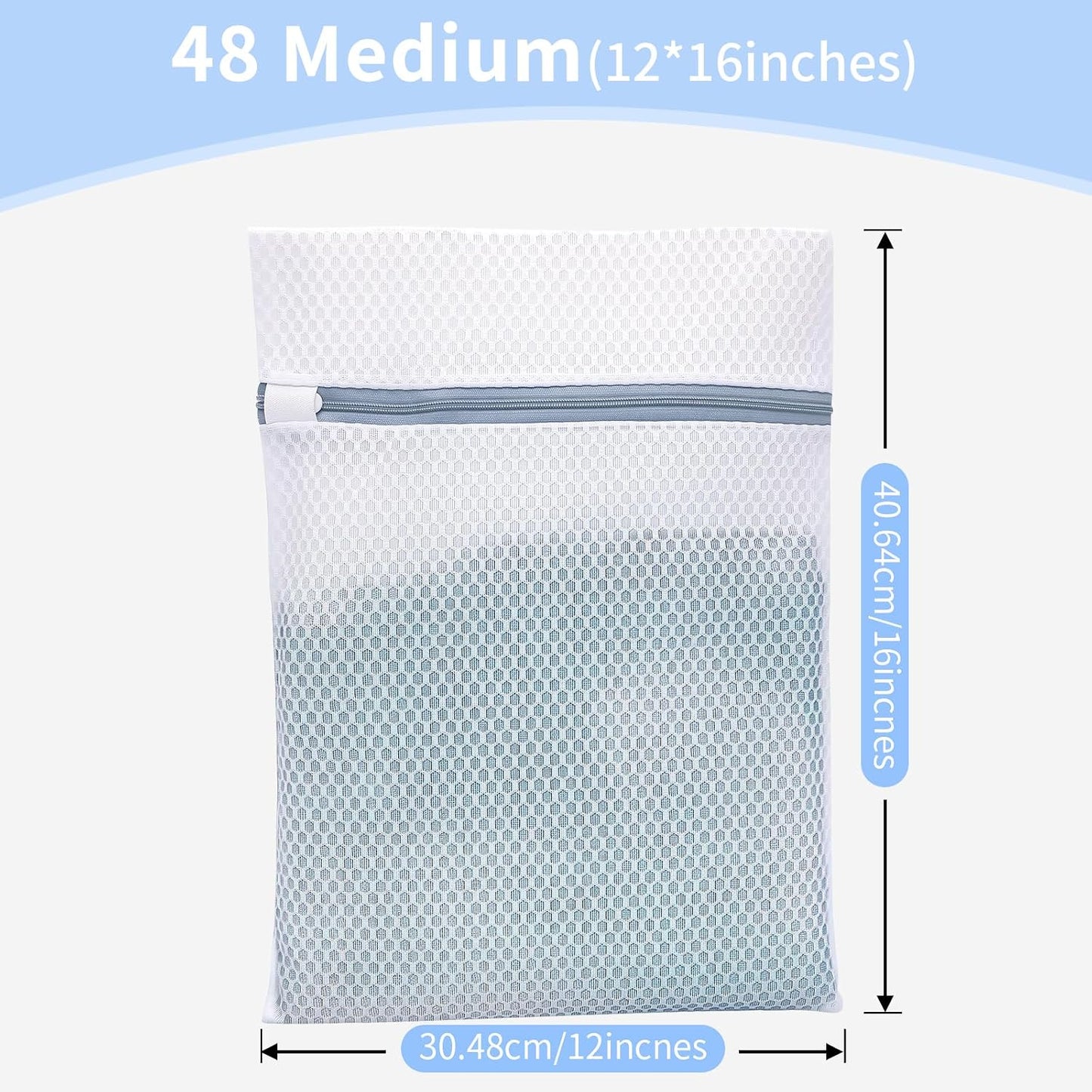 Laundry Bags Mesh Wash Bags for Delicates with Strong Zipper,Upgraded Honeycomb and Fine Mesh Design Delicate Laundry Bag for Clothes, Bras and Socks&Travel Organization (12X16IN, 12PCS)
