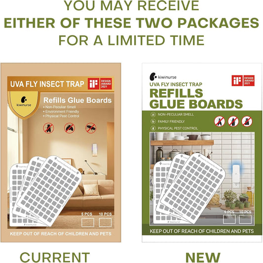 UVA Fly Insect Trap Refills Glue Cards for UVLA1001 Indoor, Catch Gnats, House & Fruit Flies - 5Pack, Single Sided Sticky
