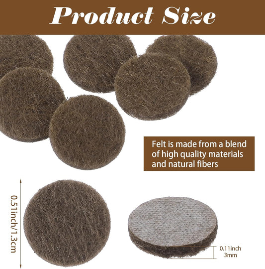 72 PCS Felt Chair Pads, 1/2 Furniture Felt Pads for Hardwood Floors | 1/2 Inch Felt Pads for Chair Legs, Brown, Self-Adhesive, Felts Bumpers, For Quiet Closing, 3/4 Inch Diameter