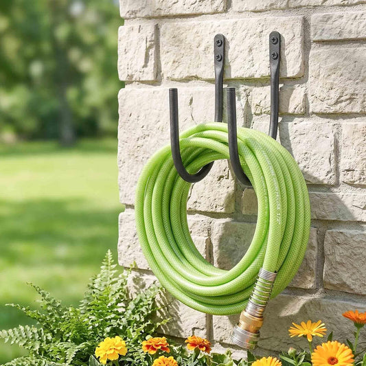 Lifyzoon 2Pack Heavy Duty Garden Hose Holder - Wall Mount Metal Hose Hanger | Rust-proof Water Hose Racks, 60 lbs Weight Capacity, Sturdy Outdoor Yard Organizer, Garage Tool & Backyard Storage