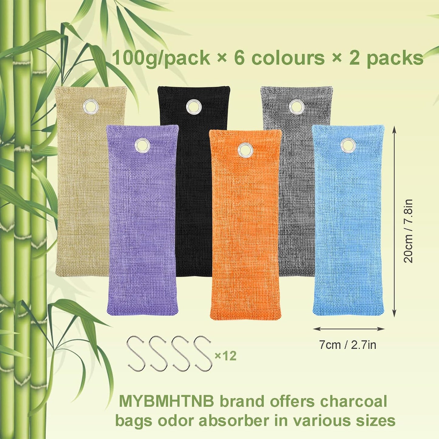 Charcoal Bags Odor Absorber (10x100g+4x200g) Activated Bamboo Charcoal Air Purifying Bags Charcoal Odor Eliminating Bags for Home & Car Shoes, Closet, Pet -14 PACK