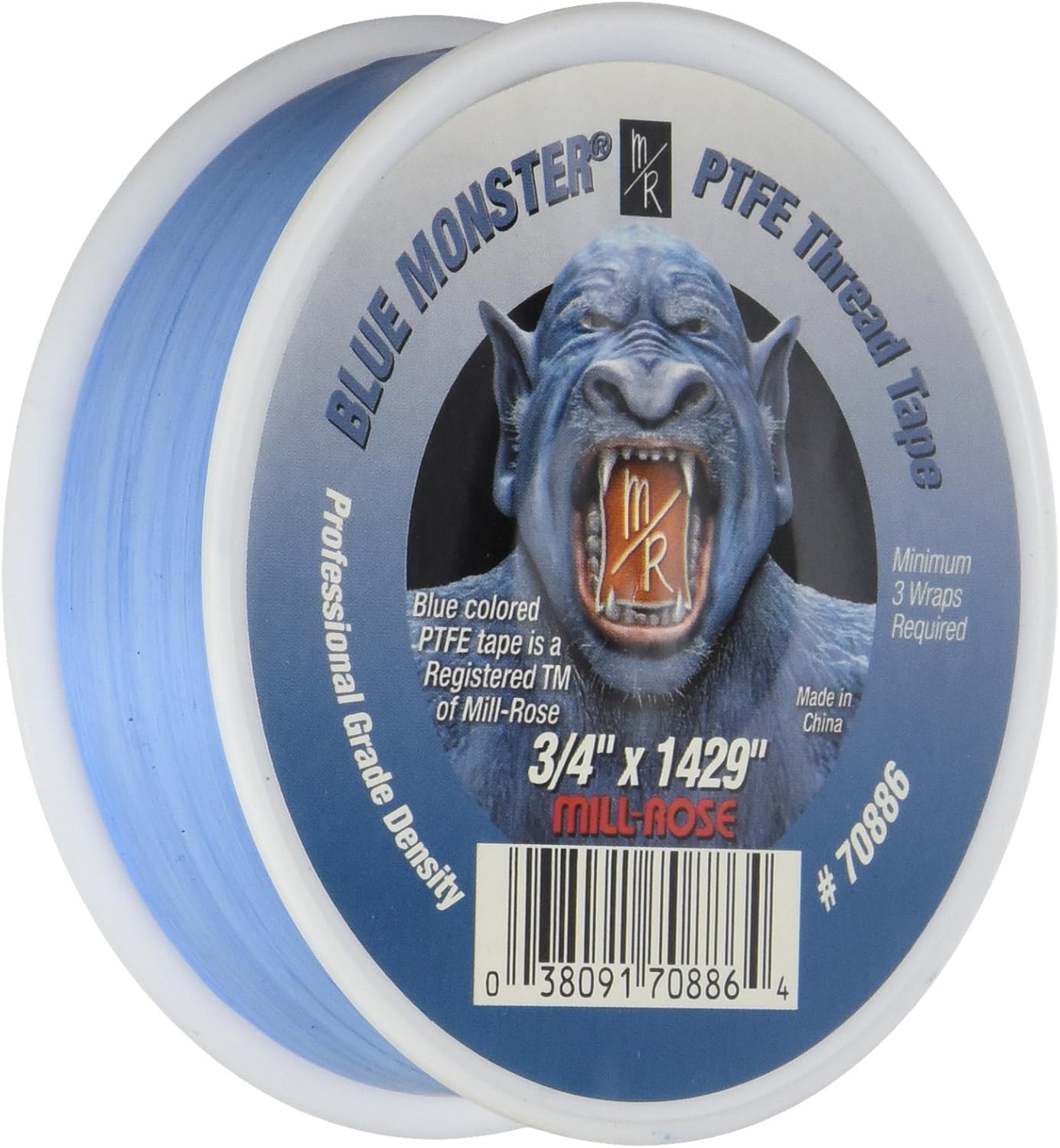 Mill-Rose 70885 Blue Monster PTFE Pipe Thread Sealant Tape, 1/2-Inch x 1429-Inches, Blue. Pack of 4