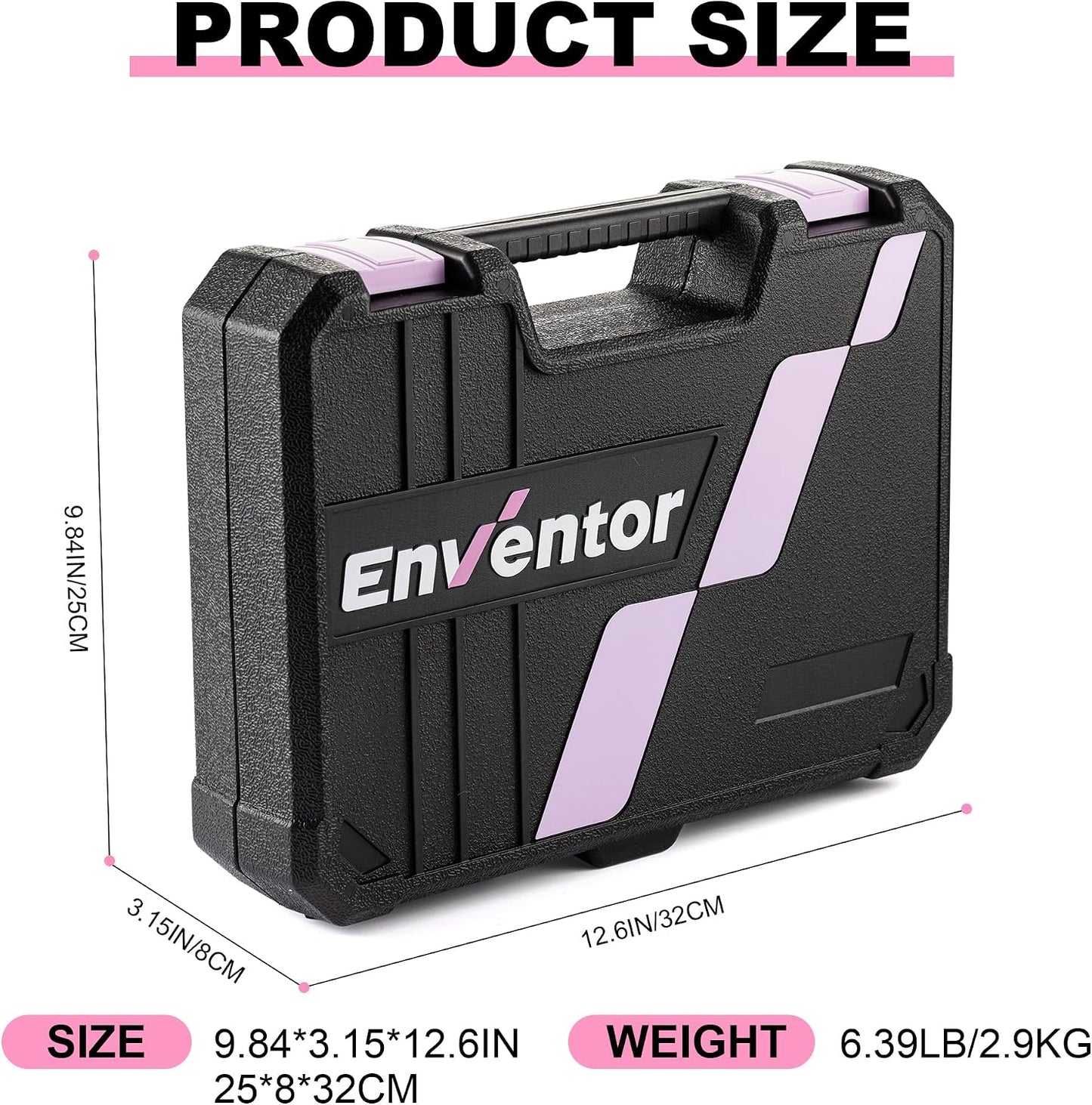 Enventor Pink Tool Kit Set for Women, 146PCS General Household Hand Tool Kit with Storage Toolbox, Ladies Small Basic Tool Kits for Home Maintenance, DIY Projects