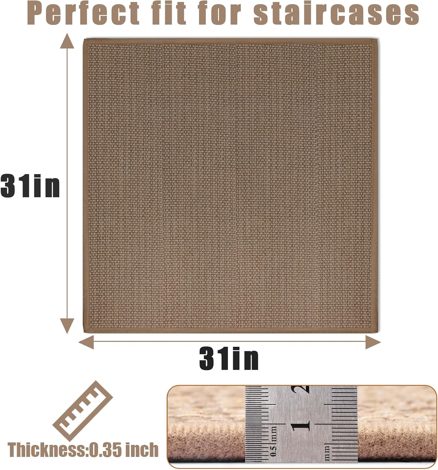 15Pcs Stair Treads for Wooden Steps With Self Adhesive, 8"x30" Non Slip Stair Runners-Peel & Stick Indoor Stair Carpet Runner, Resistant Runner for Kids, Elders and Pets, Black