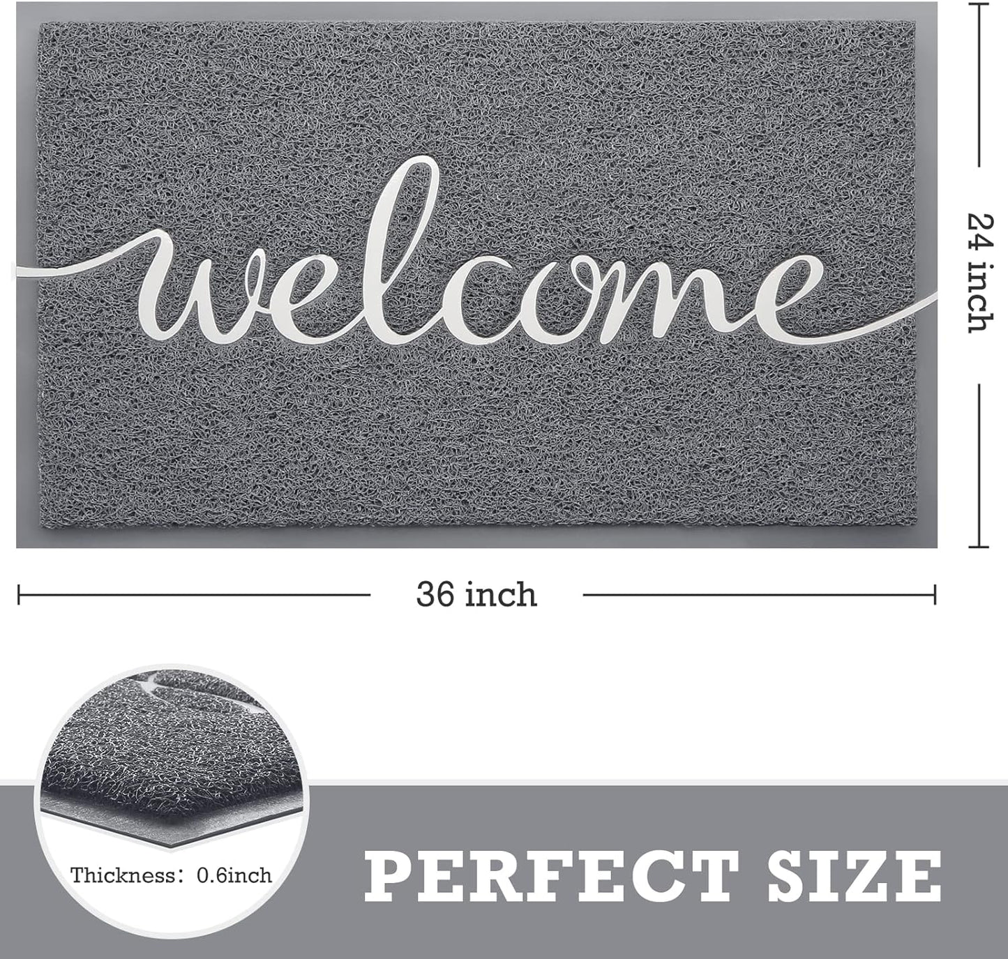 CozyBounty Black Door Mat Welcome Mats Outdoor Indoor Non-Slip Doormat for Entryway Low-Profile Floor Mat for Yard, Garage, High Traffic Areas (30"x17.5", Black)