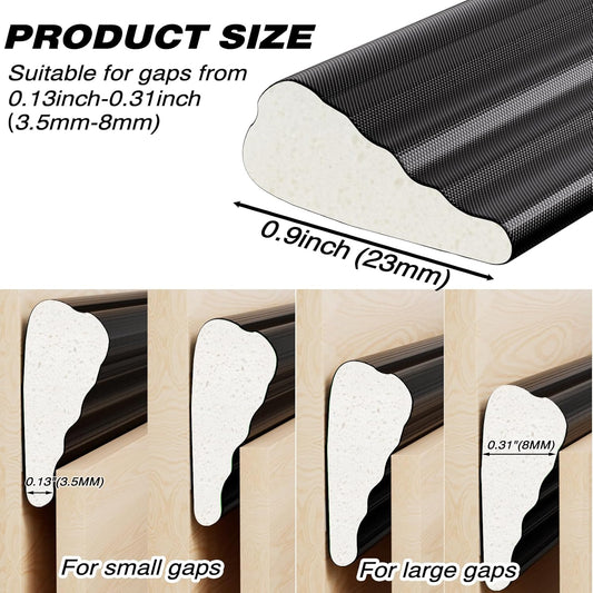 118 Inch Wedge-Shape Weather Stripping Door Seal,Windows and Doors Insulation,Self Adhesive Insulation Foam Anti-Collision Strip,Weatherstrip Tape for Door Soundproofing,Noise Drafts Blocker,White