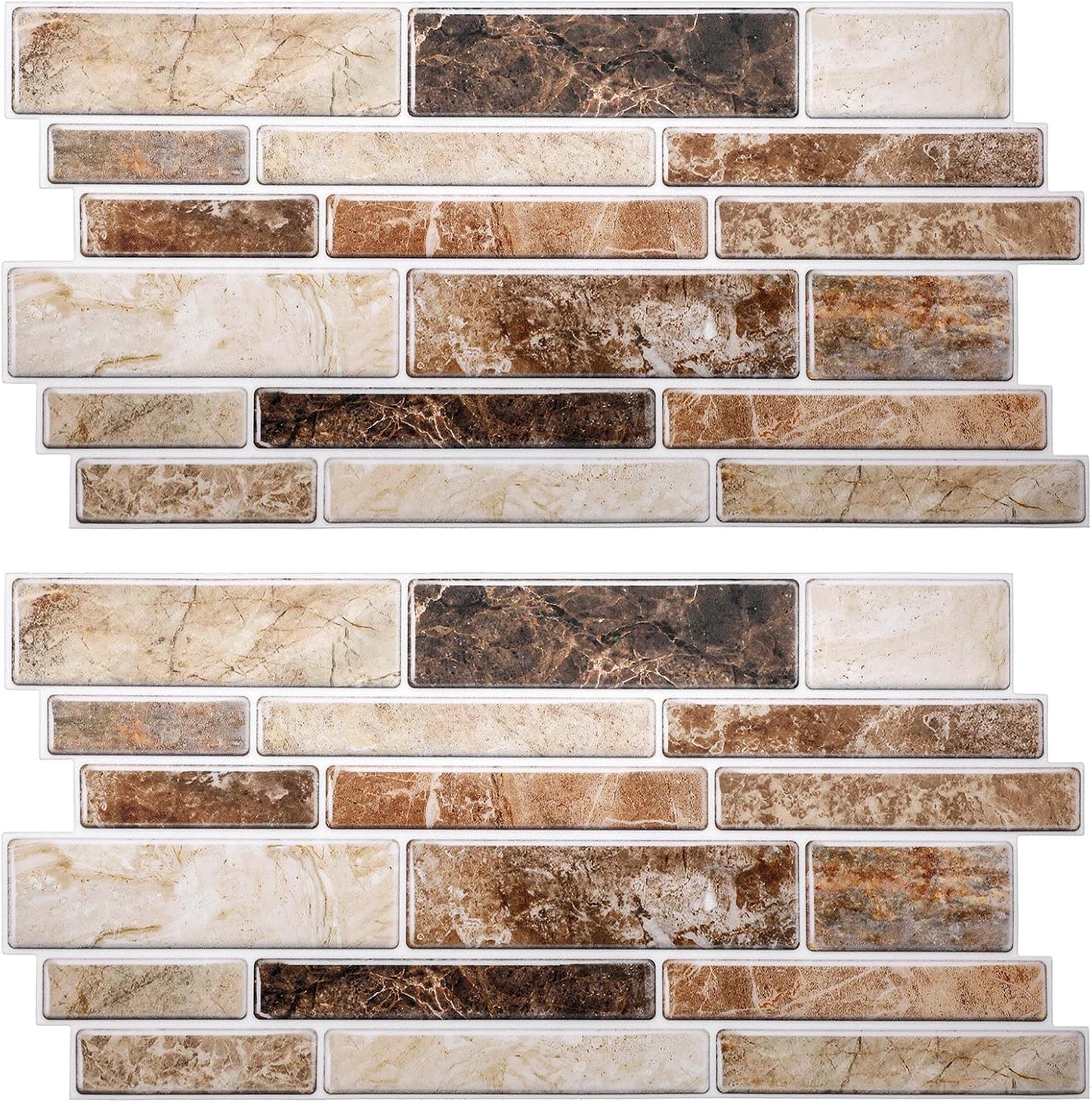 Dimeho 24 Sheet Peel and Stick Tile Backsplash Stick on Backsplash for Kitchen 10"x 5" Back Splashes Self Adhesive Tile Sticker for Bathroom Brown Marble Look