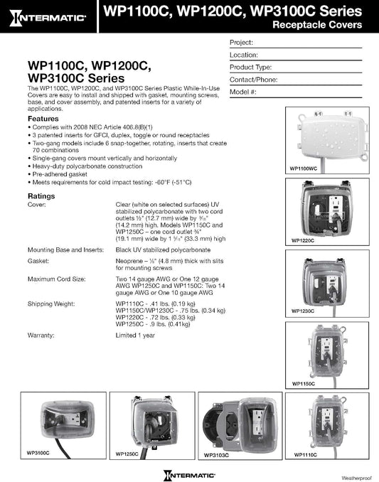Intermatic WP3103C Plastic Weatherproof in-Use Cover, Clear, Single-Gang, with Round Box Adapter Plate for Device Boxes Accepting 6-32 Threads