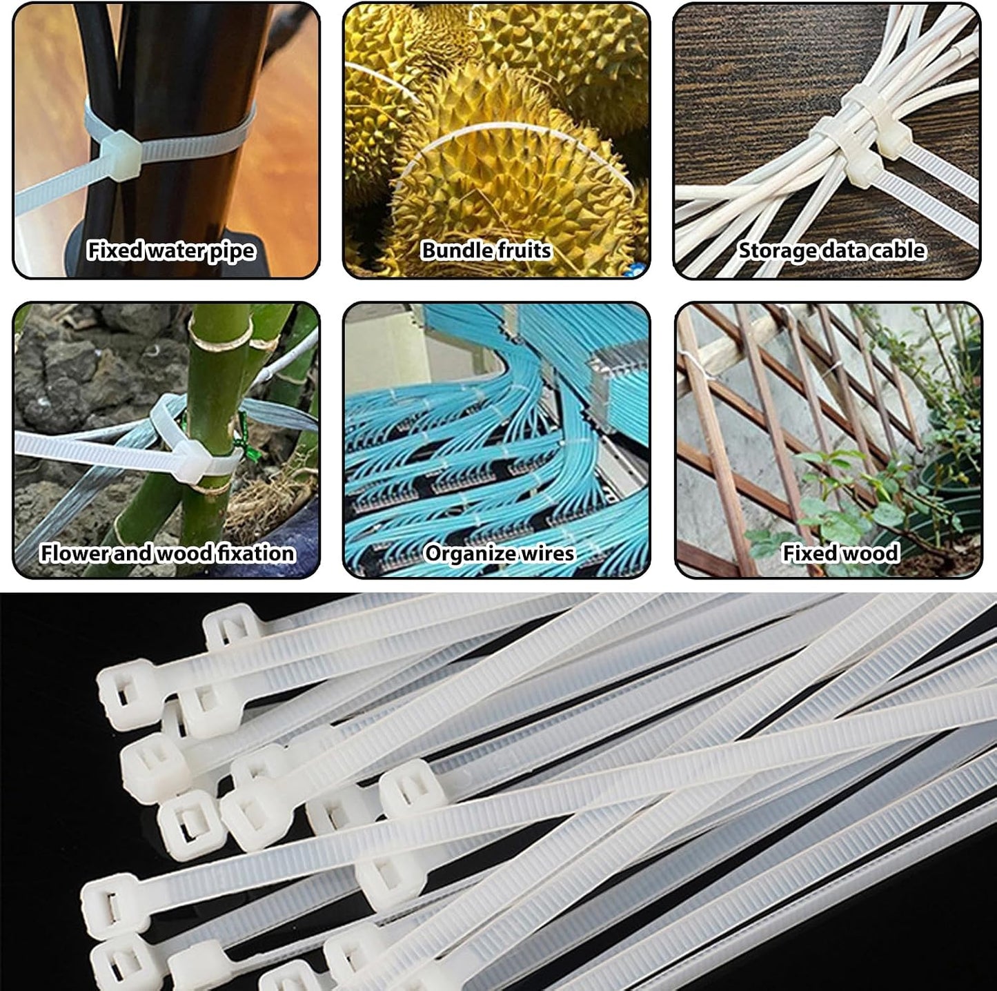 340 Pcs Self Adhesive Cable Zip Tie Mounts Set | 170 Pcs Cable Tie Mounting Base,3/4" | 170 Pcs Zip Ties,8" | White,Cable Clip,Wire Management Clips,Wall Ties Fixing Mount,Wire Holders for Cables
