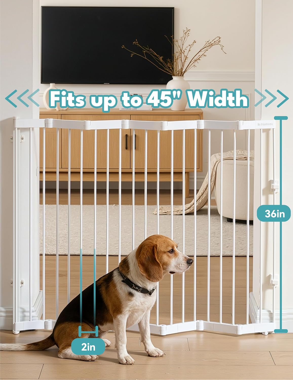 No Pawblems Retractable Safety Gate, Metal Adjustable Dog Gate for Doorways, Stairs & Hallways, Expands to 38" Wide, Auto Retract Design, No Bottom Bar, Black