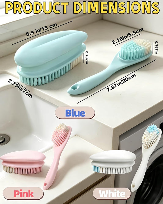 2 Pack Soft Bristle Cleaning Scrub Brush Laundry Brush Scrubber Brush for Clothes, Carpet and Fabric Stain Removal, Scrubbing Brush with Ergonomic Handle (Blue)