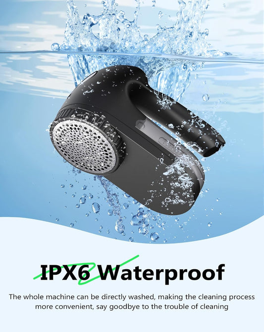 PKBD IPX6 Waterproof Washable Electric Fabric Shaver and Lint Remover, Rechargeable Sweater Defuzzer with 3 Free Extra Blades, Quickly and Effectively Remove Fluff, Fuzz, Bobbles for Clothes, White