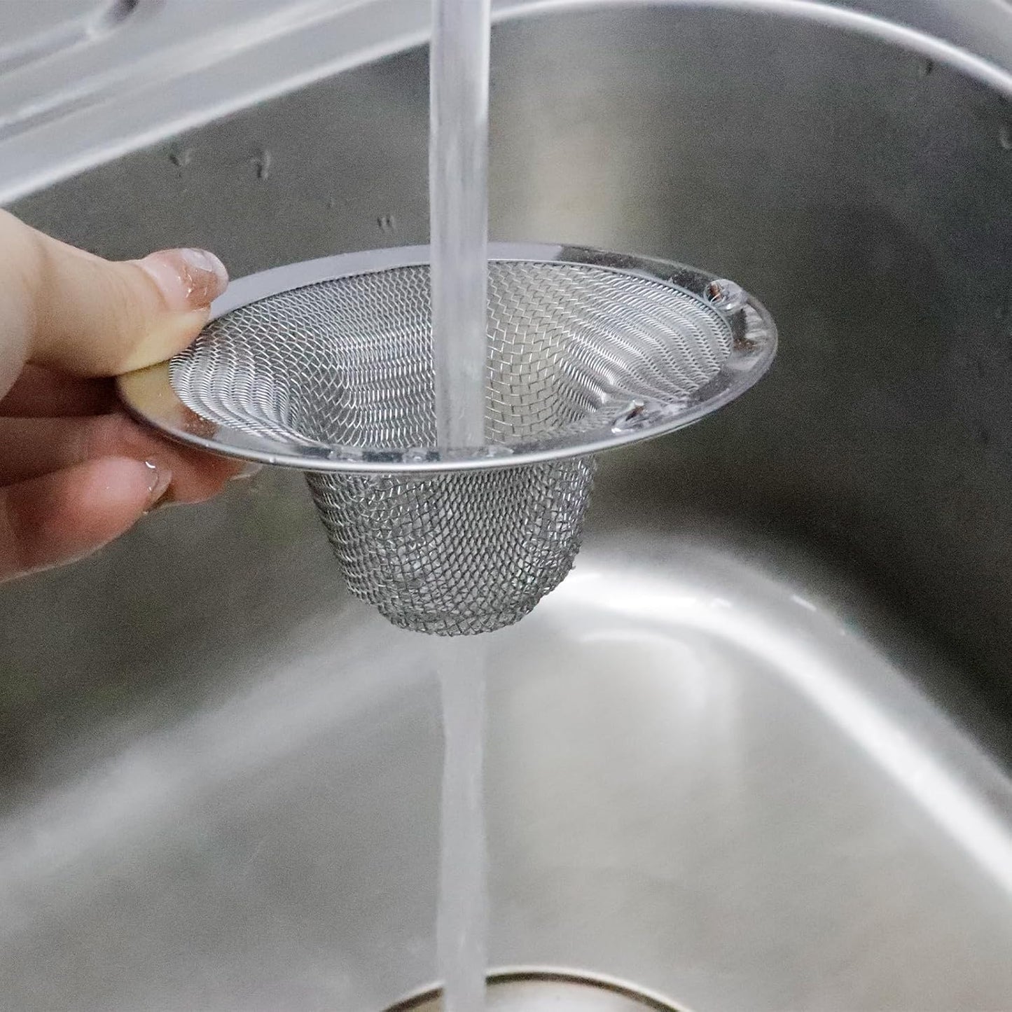 Antrader Kitchen Sink Strainer, 2Pcs Stainless Steel 2-Inch Diameter Mesh Round Filter Bathroom Bathtub Wash Basin Garbage Disposal Basket Filter