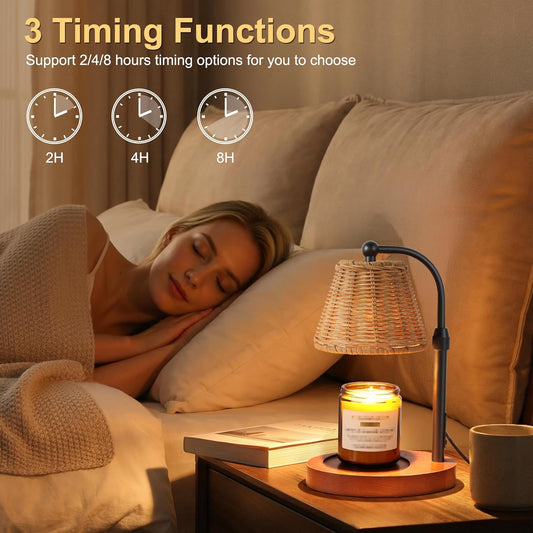 Candle Warmer Lamp with Timer Dimmer, Crystal Candle Lamp Birthday Gifts for Women, Mom, House Warming Gifts Wax Melt Warmer for Jar Candles with 2 Bulbs, Gold