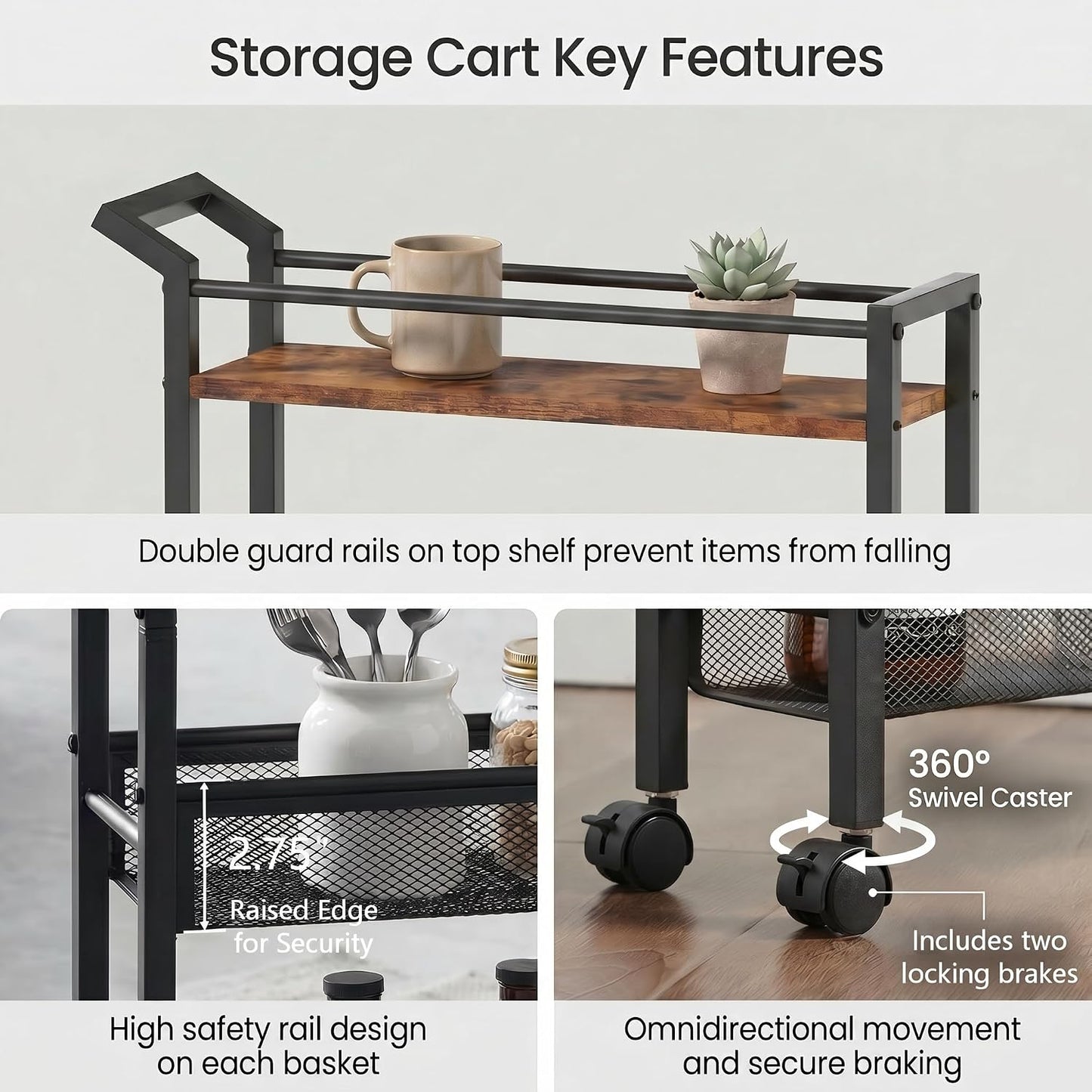 4 Tier Slim Rolling Storage Cart, 5.1 Inch Wide Narrow Storage Cart with Handle, Iron Wood Utility Slide Out Pantry Shelf Organizer for Laundry Room, Bathroom, Kitchen, Small Spaces,White