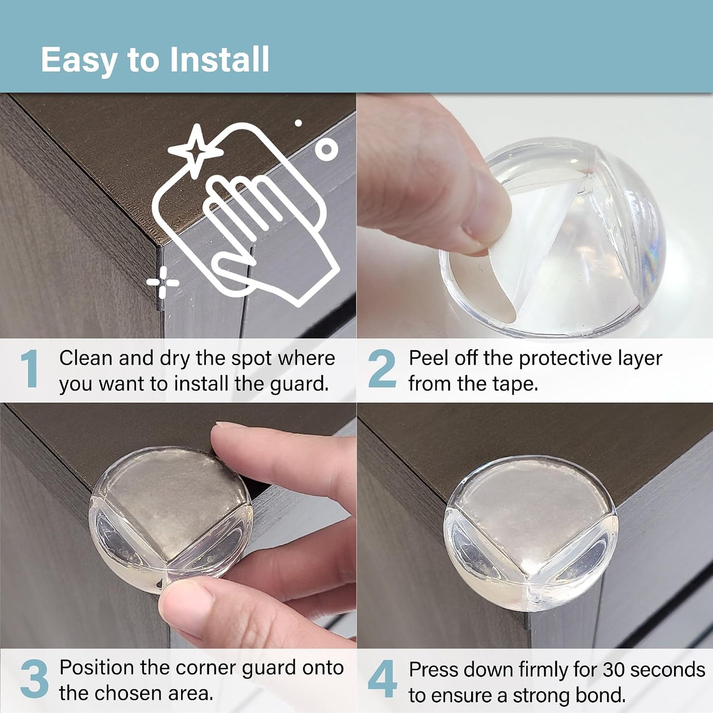 CPSIA Safety Certified Corner Guards Corner Protectors for Baby, 12 Pack, Clear Furniture & Edge Corner Covers, Adhesive Pre-Taped, BPA-Free, L Shape