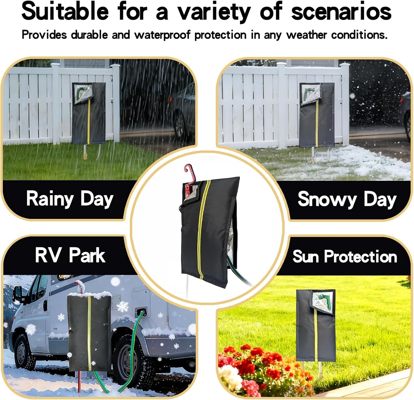 Insulated Outdoor Faucet Cover, Thickened Reusable Design, Dimensions: 25“H x 13.5”W, Reflective Strip Included, Year-Round Frost and Heat Protection, Suitable for RV Campgrounds and Yard Hydrants