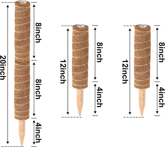Augshy Moss Pole, 27 Inch Moss Poles - 2Pcs 17 Inch Plant Stakes Moss Sticks for Monstera Indoor Creepers Plant Support Extension Climbing Plants