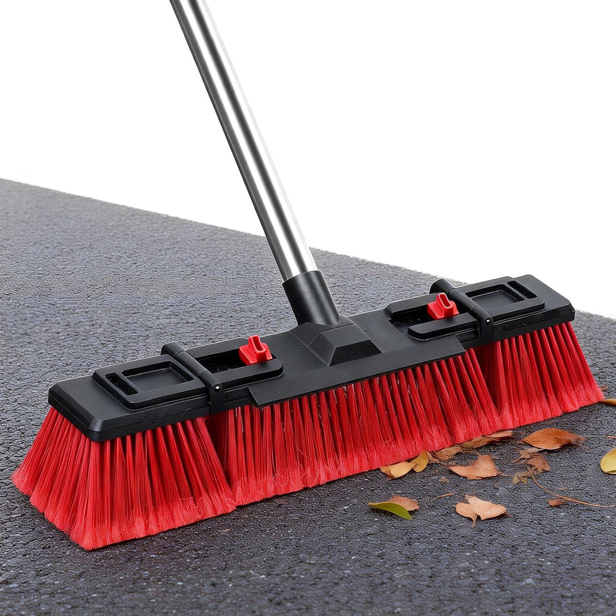 18" Heavy-Duty Push Broom, 70" Handle, Stiff Bristles for Outdoor Cleaning. | Heavy-duty outdoor broom, stiff bristles for patios, driveways, garages, decks, shops, warehouses, restaurants, floors & site