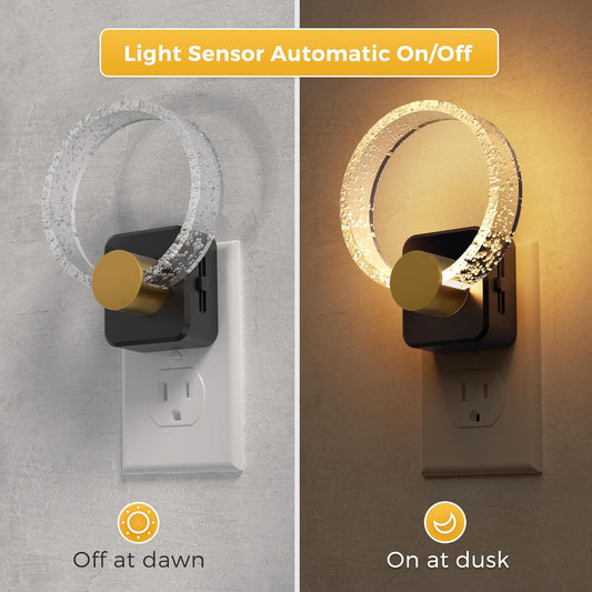 L LOHAS LED Night Light,Dimmable Night Lights Plug into Wall, 2 Pack Acrylic Nightlight with 0-100 LM Adjustable Brightness, 3000K Plug in Night Light with Dusk to Dawn Sensor, for Bathroom Hallway