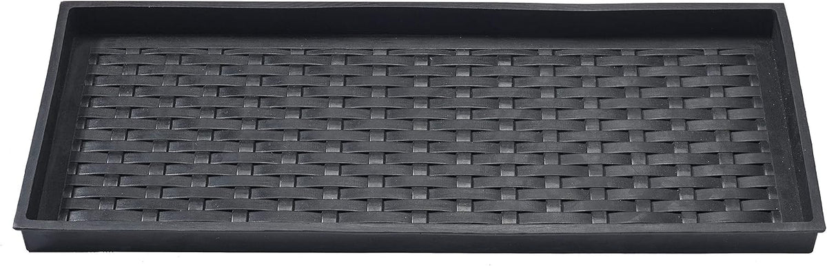 HF by LT Jumbo Basketweave Deluxe Rubber Boot Tray, 34 x 14 inches, Heavy Duty Vulcanized Rubber Design, One-Piece Seamless Construction, Year Round Use Indoors or Outdoors, Black