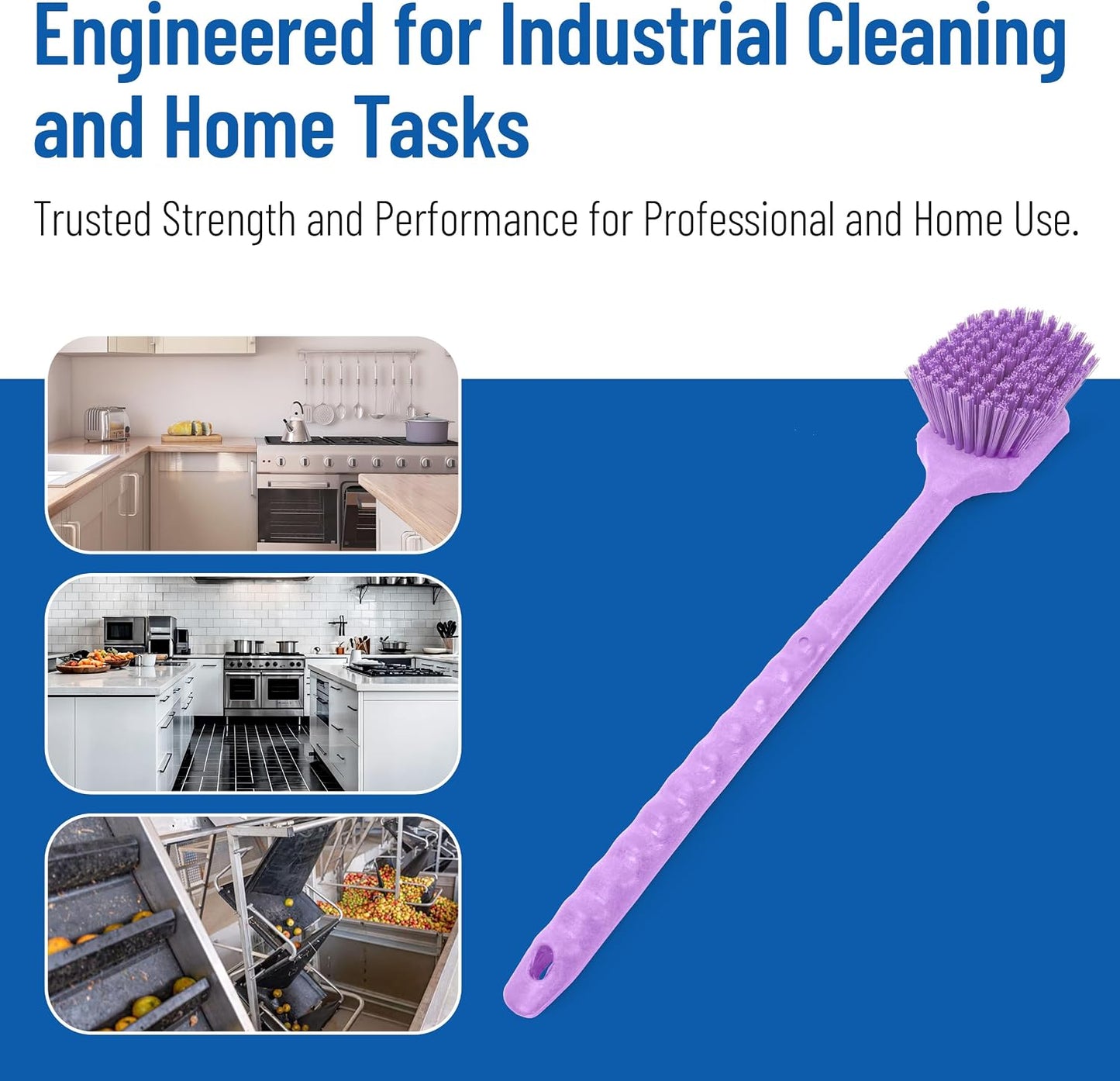 SPARTA 20" Floater Scrub Brush with Long Handle, Oil-Resistant Polyester Bristles, Multiple Trim Angles, Foam-Injected Polymer Block, Commercial Cleaning Tool, Orange