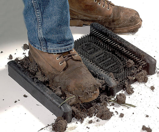Wearwell 229 Mud Chucker Industrial Boot Scraper with Pliable Scraping Rubber Fingers, for Outdoor Entrances, 12.4" Width x 15.25" Length x 2-3/16" Thickness, Natural Rubber, Black