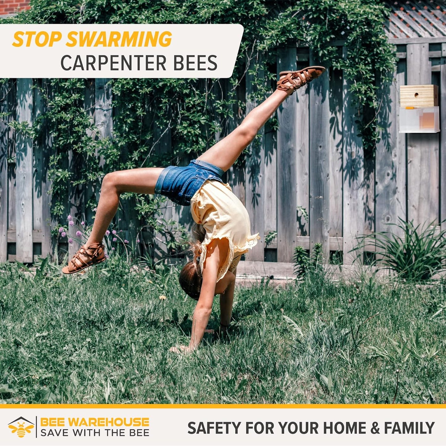Carpenter Bee Trap - Wood Boring Bee Trap - Unique Catch & Release Outdoor Carpenter Bee Trap - Includes Hanging Hardware & 5 Bee Dams