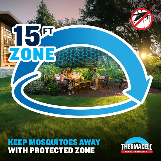 Thermacell Fuel-ZoneGuard Base Fuel Powered Mosquito Repeller; 15-Foot Zone of Scientifically Proven Outdoor Protection; Patio Shield; 12-Hr Refill; DEET-Free; Bug Spray Alternative; Glacial Blue