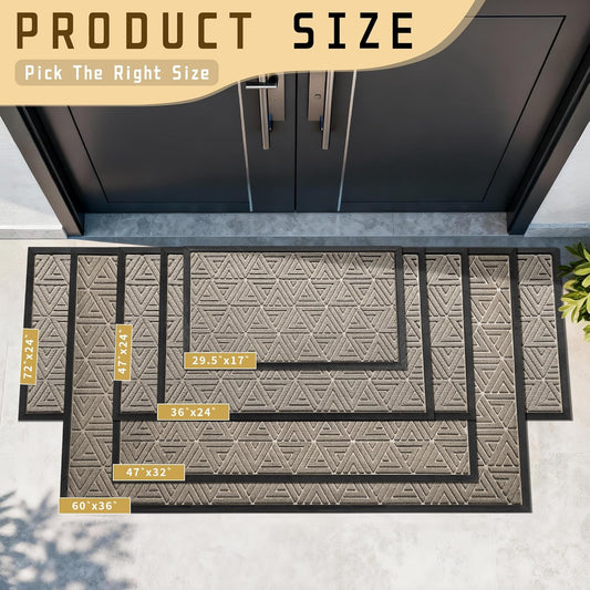 Yimobra Front Door Mat Outside Entrance 29.5x17, Waterproof Heavy Duty Outdoor Mats for Front Door, Non Slip Rubber Entry Mat for Garage Patio Indoor, Grey