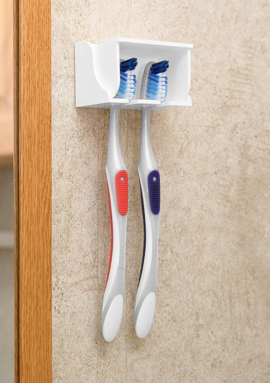 Camco Pop-A-Toothbrush Bathroom Organizer | Features Protective Cover & Vented Design for Quick Drying | Great Addition to Bathroom Accessories, Bathroom Storage & More | Fits 2 Toothbrushes (57203)