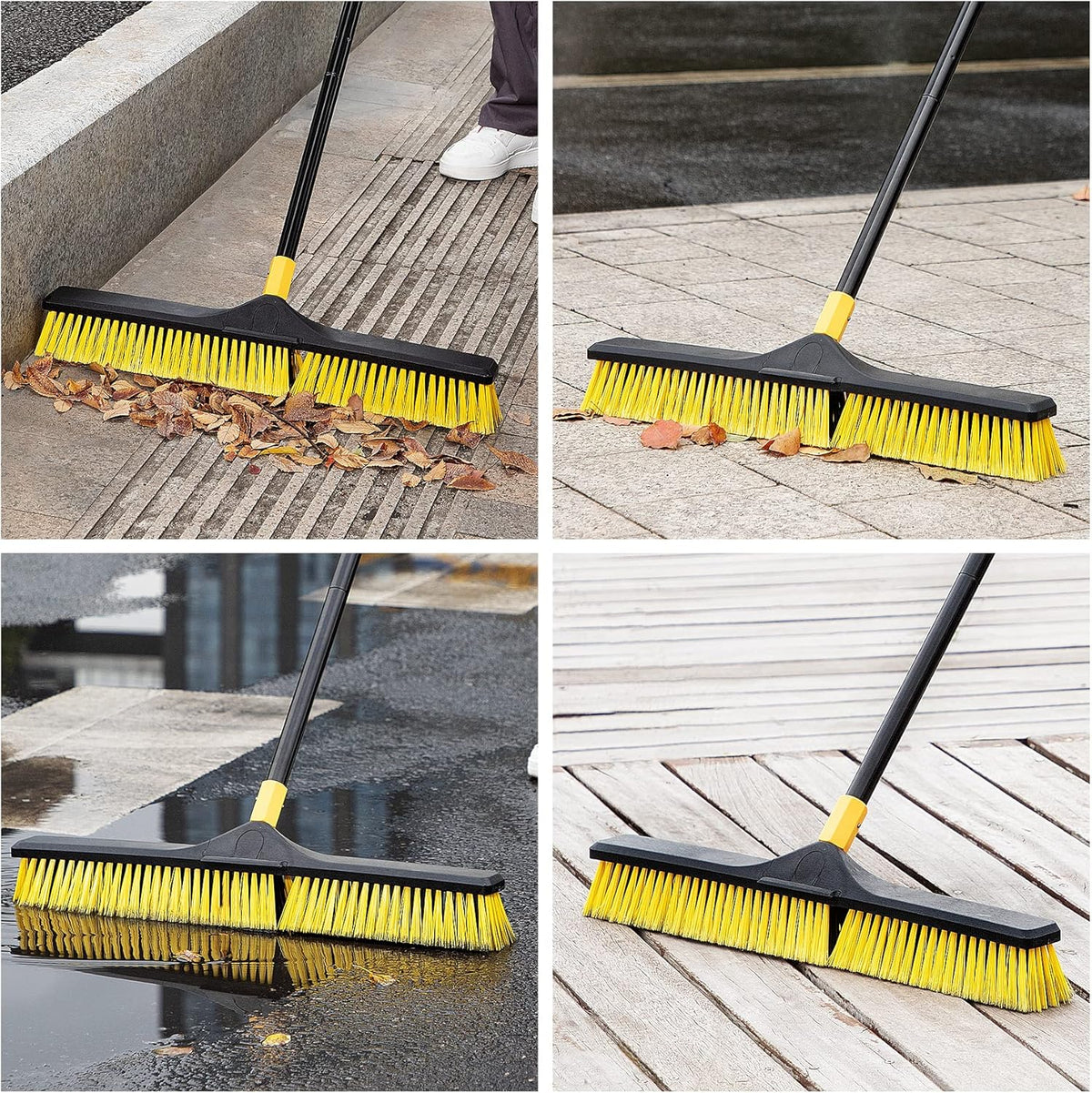 Yocada 24 Inch Large Broom Outdoor Heavy Duty Brush Outdoor Stiff Bristles for Cleaning Patio Garage Deck Concrete Wood Stone Tile Floor 65 Inch Long