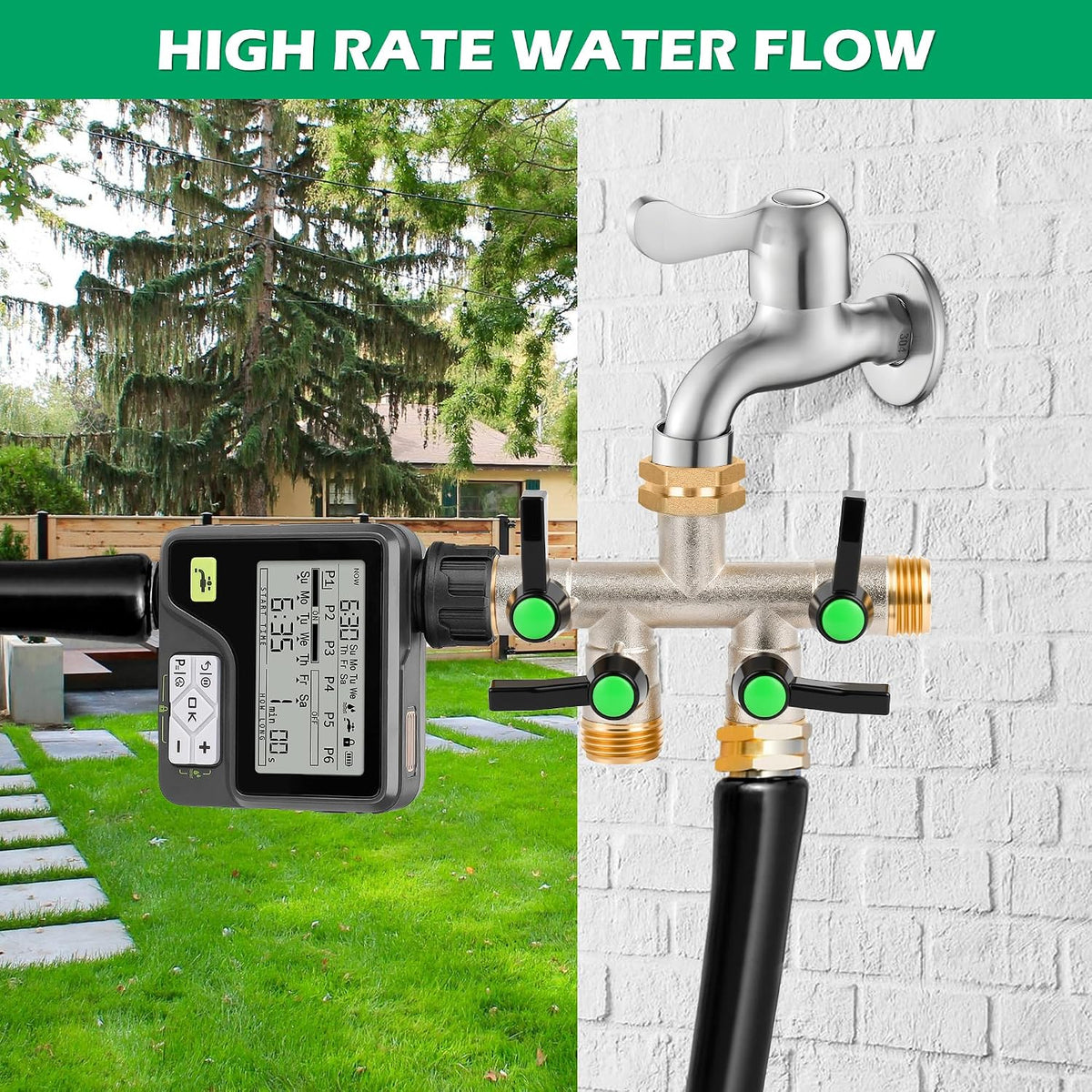 Love Is War 2 Way Hose Splitter Garden Water Faucet Spigot Splitter | Standard 3/4 inch GHT thread fits all common outdoor spigots and hoses